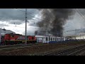 Пожарный поезд возле цеха вагоноремонтного завода в Рузаевке.