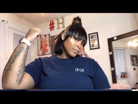 Half Up Half Down Quickweave With Bangs Youtube