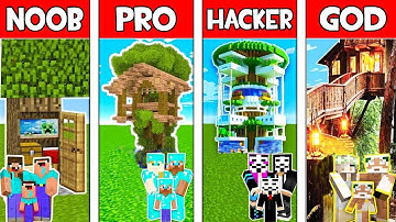 Minecraft NOOB vs PRO vs HACKER vs GOD : FAMILY TREE HOUSE in Minecraft! Animation