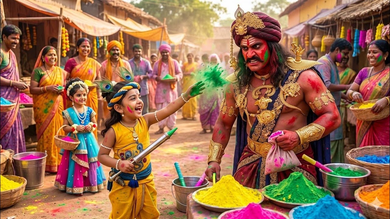 बाल कृष्ण ने कंस पर फेंका रंग, कंस हुआ गुस्से से लाल | यशोमती मईया के नंदलाला | Krishan Leela