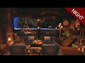 Seaside Fishing Village Ambience 🌙 Fall Asleep In A Cozy Porch Above Water | Waves & Crackling Fire.