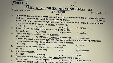 12th std english first revision exam question paper 2023