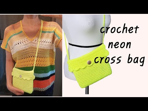 코바늘 가방 형광 네온백 크로스백 레이스백 핸드폰가방 파우치가방-crochet bag