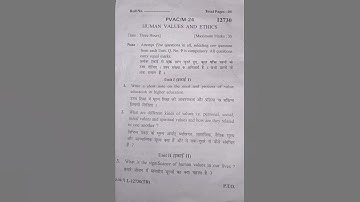 human values and ethics question paper kuk University 🎓 semester 2 2024 #college #exam