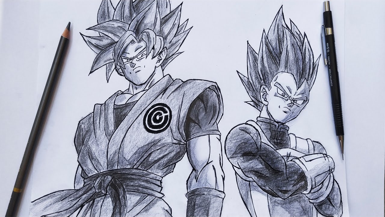 How To Draw GOKU And VEGETA Super Saiyan Blue Step By Step - Dragon Ball 