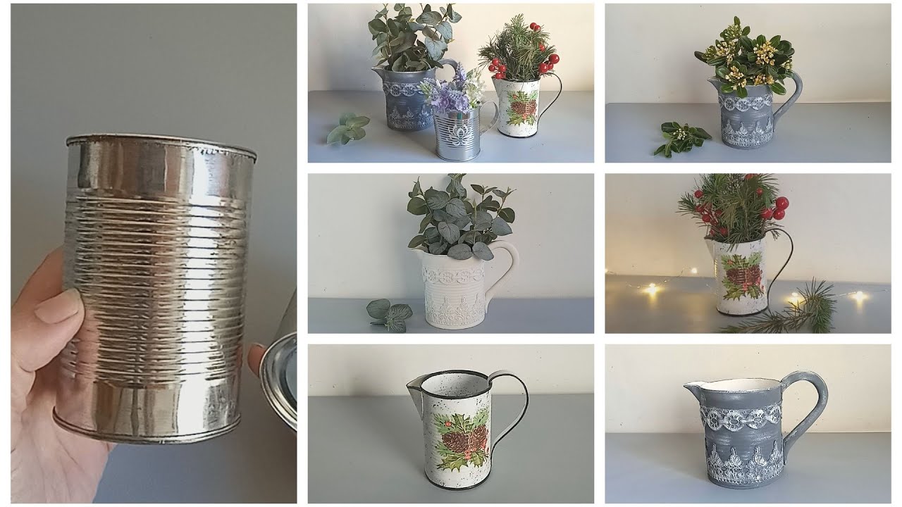 IDEAS FÁCILES con LATAS de CONSERVAS 😊 JARRAS con LATAS de CONSERVAS 🌼 ARTESANATO 😍 Arte en casa
