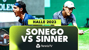 Lorenzo Sonego vs Jannik Sinner ENTERTAINING Match! | Halle 2023 Highlights