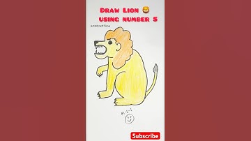 How to draw Lion 🦁 with number 5 | lion drawing for kids #art #shorts #sketch #funny #ytshorts #diy