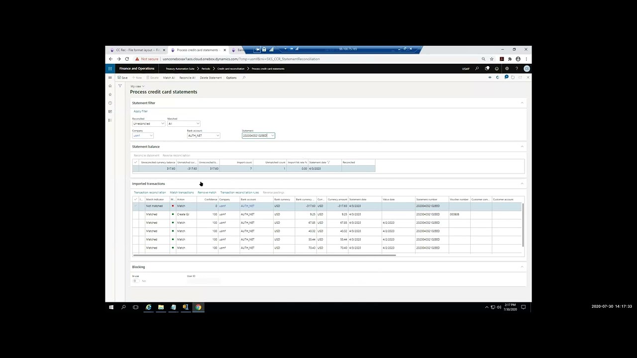 Credit Card Reconciliation for Microsoft Dynamics 365 F&O - YouTube