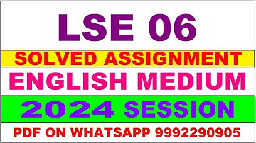 lse 06 solved assignment 2023-24 | lse 6 solved assignment in english 2024 | lse 6 2024