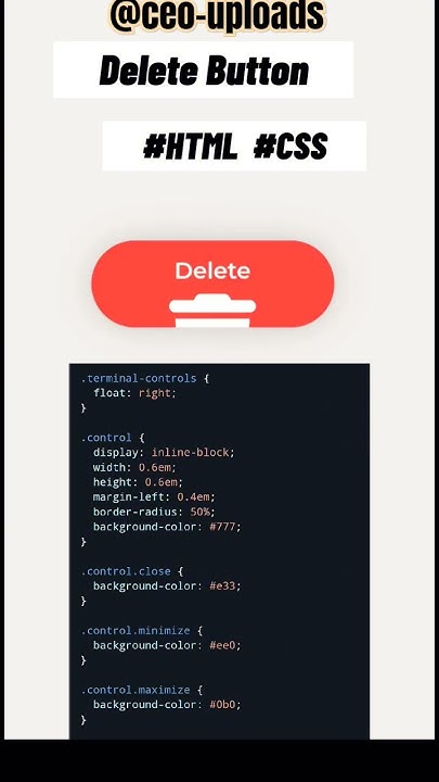 Delete Button Using HTML & CSS,, Source Code in Bio...#css#coding # ...