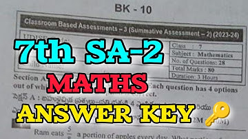 7th 💯SA-2 MATHS KEY 🗝️ 💯Real Full Question Paper 2024 | 7th 💯SA-2 KEY MATHS Question Paper #sa2maths