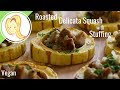 Roasted Delicata Squash with Stuffing (Vegan)