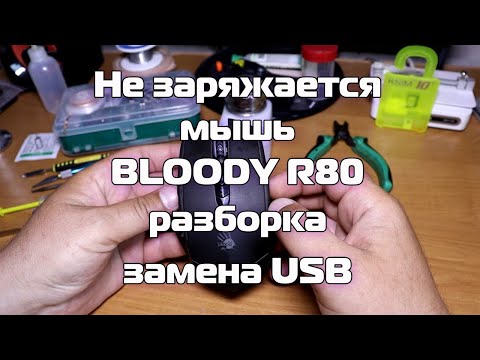 Не заряжается мышь BLOODY R80, разборка, замена USB