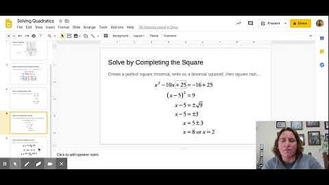 Solving Quadratics - Google Slides