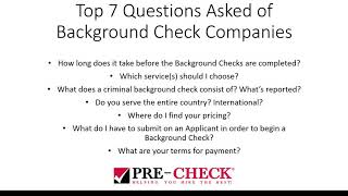 Top 7 Questions Asked of Background Check Providers | The Pre-Check Company
