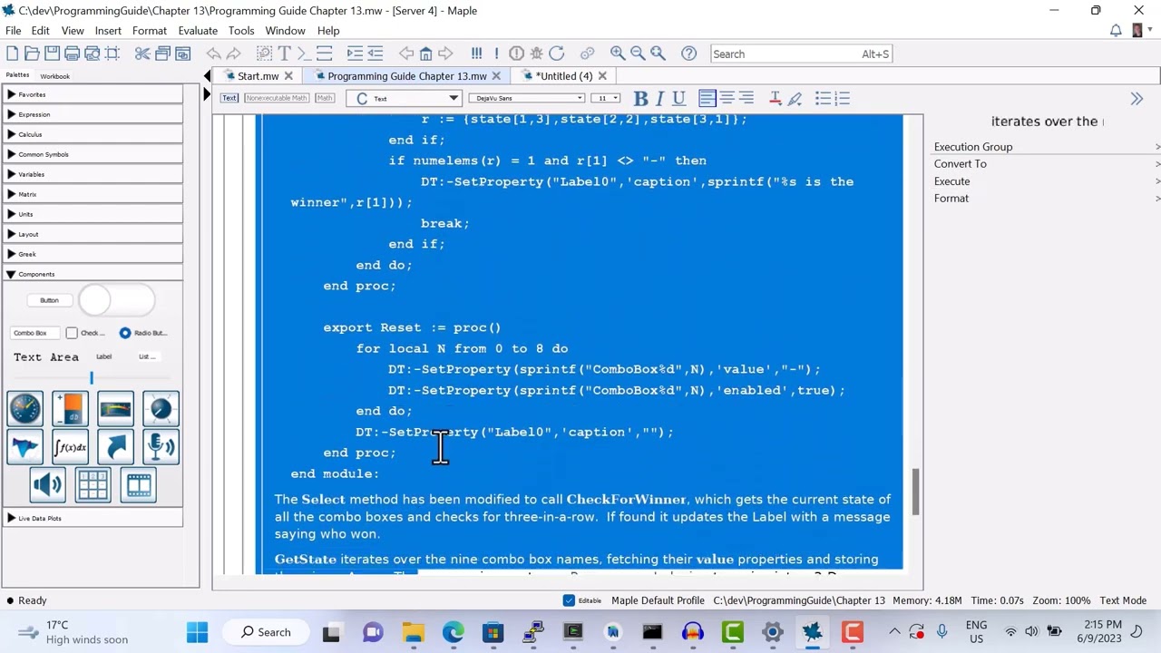 Creating More Complex Interactive Applications in Maple