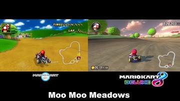 🐄Moo Moo Meadows Mario Kart Wii and 8 Deluxe Comparison🐄