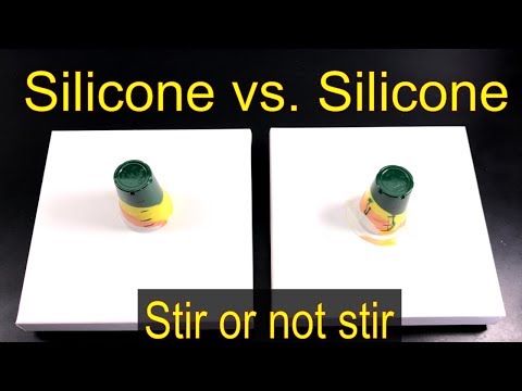 Stir silicone oil - VS - Not stir - fluid acrylic painting with different cells