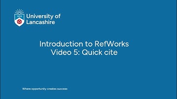 Introduction to RefWorks Video 5: Quick cite