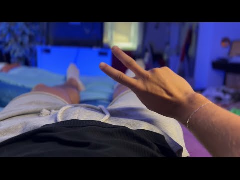 Come to fall asleep on my stomach ASMR (stomach sounds, male whispers, fabric scratching)
