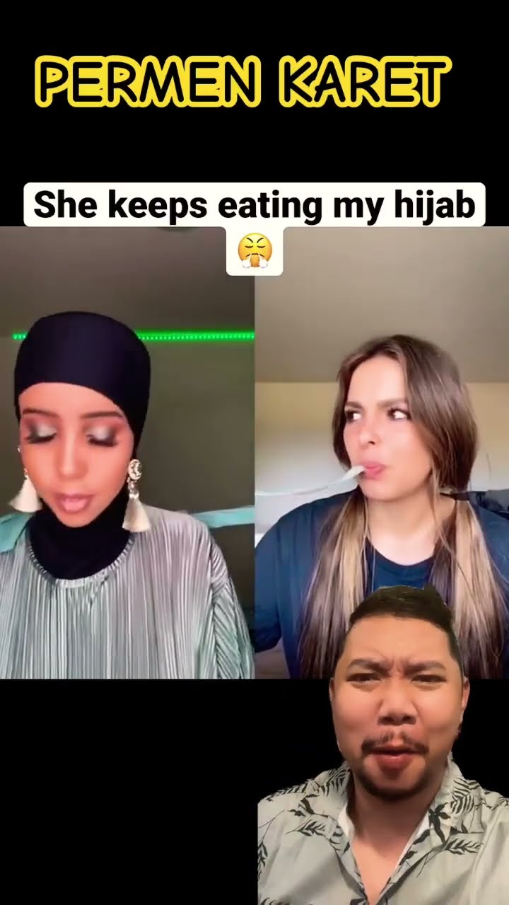 MAKAN PERMEN KARET!!!?? #duet #funny #hijab #shortsfeed