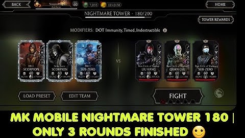 MK MOBILE NIGHTMARE TOWER 180 | ONLY 3 ROUNDS FINISHED 🙂