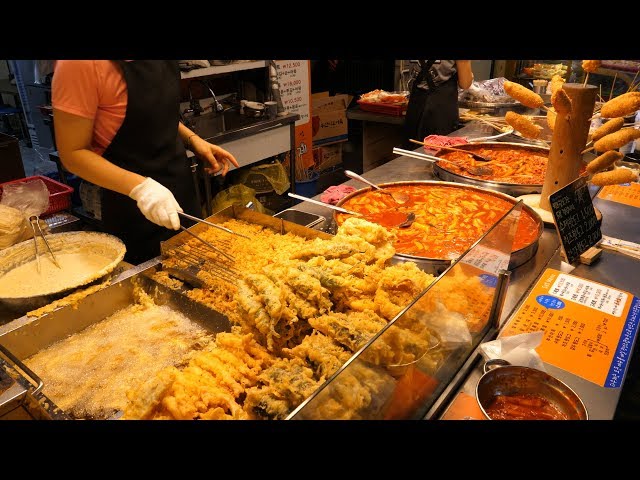 분식맛집, 바삭한 비법 튀김과 쌀떡 + 밀떡 떡볶이까지 - 부천 중동시장 다수제 / Popular snacks in the Korean market