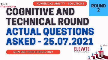 Tech Mahindra Non SDE Hiring 2021|Cognitive & Technical Test - Actual Questions Asked on 25.07.2021