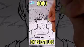 GOKÚ EN 12 ESTILOS DIFERENTES DE ANIMES! 😲 #shorts  #arte  #artista  #colores  #hack  #comodibujar