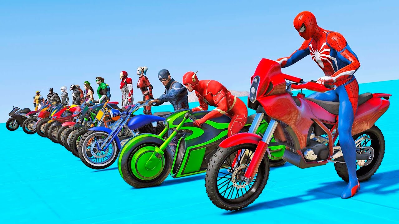 video para criança - corrida de moto de super heróis - desenho para
