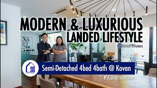 Modern SemiDetached Home Living in Kovan D19 Landed Enclave: 4 bed 4 bath on a huge land with pool