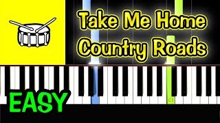 Take Me Home Country Roads - John Denver - Piano Tutorial Easy [ONLY Drum] + Free Sheet Music PDF