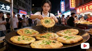 Scallion Pancake Puff Layers 🎈 So Satisfying 🤤 #ScallionPancake #Puff #StreetFood