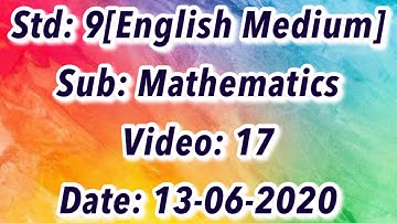 Std9 Mathematics "Linear Equation - Part 2" Video 17 Date: 13-06-2020