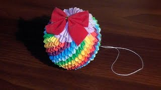 Модульное оригами Елочная игрушка радужный шар (мастер класс) Модульное оригами Елочная игрушка радужный шар (мастер класс)