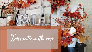 FALL DECORATE WITH ME - PUMPKINS AND LEAVES - FALL DECOR - FALL TABLESCAPE - FALL VIGNETTES