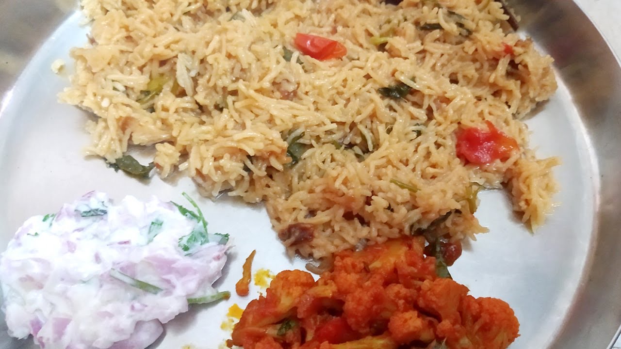 ghee rice with cauliflower curry / tasty ghee pulao in pressure cooker