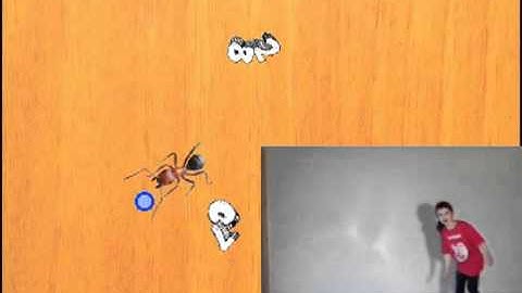 Charis plays Kinect2Scratch Game Hungry Ant