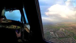 4K, 60fps - Boeing 737 First Officer View Landing in Glasgow, GLA/EGPF
