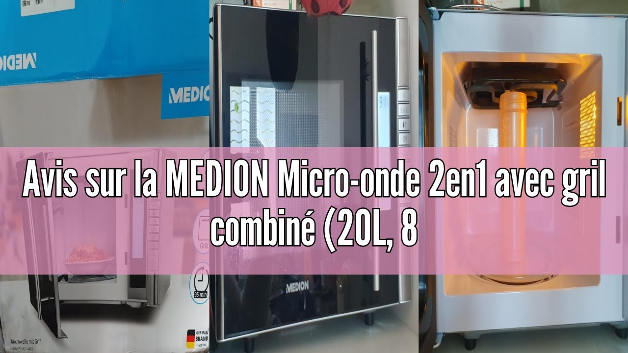 MEDION MD17495 Four Micro-ondes 3-en-1 23 L – 800 W + Grill 1200 W + Convection 1200 W, 10 Programmes Auto, Argent Miroir