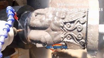 4 axis cnc router carving on marble stone with 4th rotary device