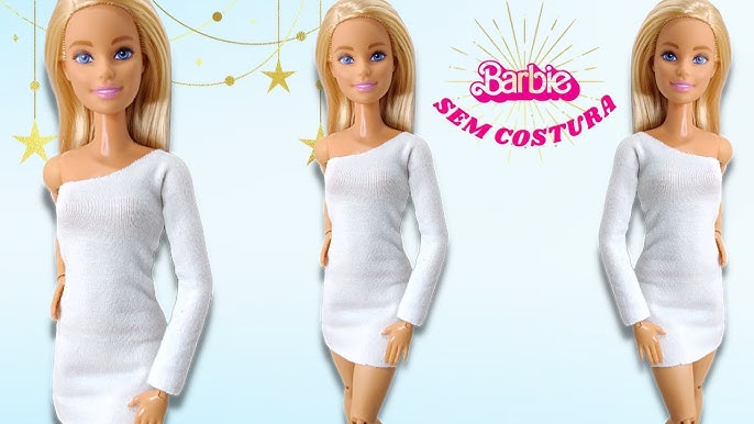 Como Fazer Macacão Sem Costura Para Barbie, Roupa Para Boneca, DIY
