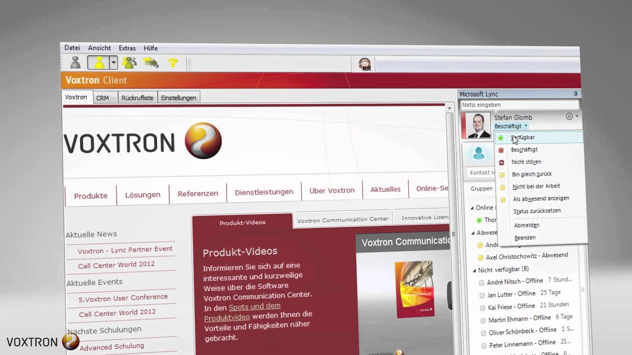 Microsoft® Lync™ im Voxtron Contact Center - YouTube