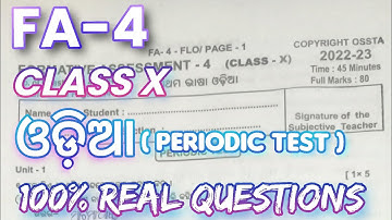 //FA-4 //CLASS X// ODIA QUESTIONS //COPYRIGHT OSSTA//2022-23 //ANSWER KEY//#ossta#class10#answerkey