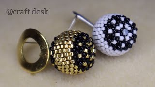 Beaded Ball / Peyote Beaded Earrings