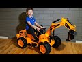 Tema Unboxing Power Wheels Tractor Excavator and play with toys
