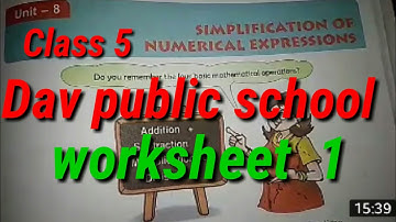 dav class 5 math unit 8 simplification of numerical expression worksheet  1
