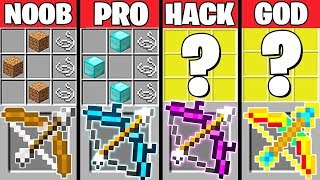 Minecraft Battle: SUPER BOW CRAFTING CHALLENGE - NOOB vs PRO vs HACKER vs GOD ~ Minecraft Animation