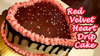 Valentine's Heart Shaped Drip Cake! | Round Cake to Heart Cake Tutorial | Delicious Red Velvet Cake!